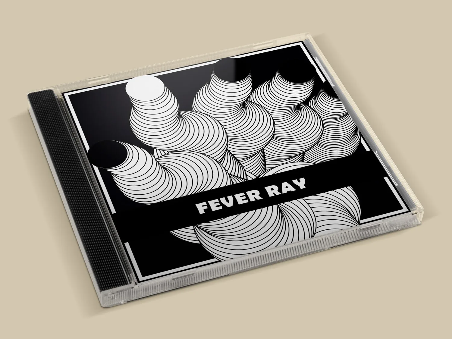 Carátula de CD para Fever Ray con una ilustración de líneas concéntricas en blanco y negro.